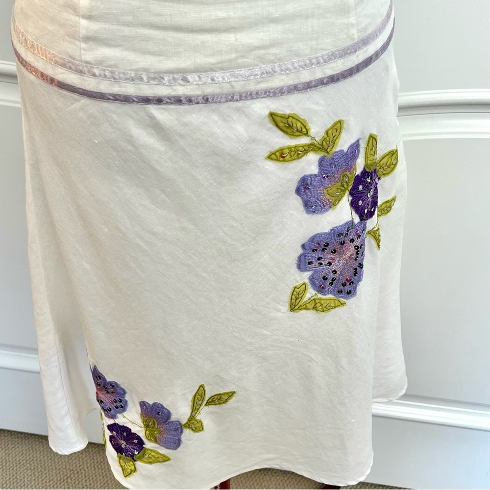 EUC Vintage Edward Linen embroidered skirt size 8 - Picture 9 of 16